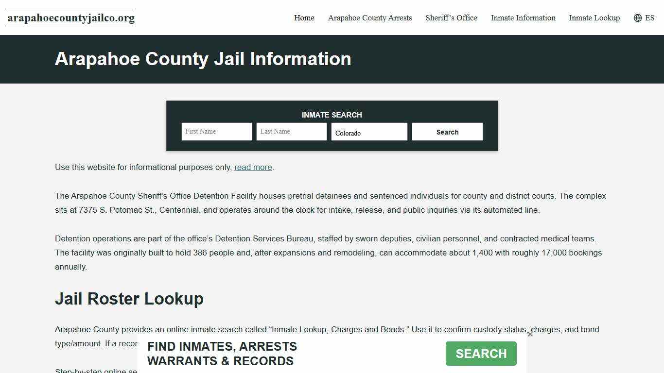 Arapahoe County, CO Jail Roster, Inmate Info